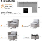 ovios 6 Pieces Patio Furniture Set, Outdoor Wicker Sectional Sofa - Image 2