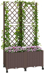 Outsunny Planter Box with Trellis, Self Watering Raised Garden Bed with by Outsunny