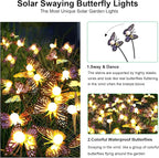Solar Garden Butterfly Lights, 4 Pack 32 LED Solar Swaying Lights, Swaying in - Image 2