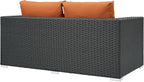 Modway Sojourn Wicker Rattan Outdoor Patio Sunbrella Fabric Loveseat in Canvas - Image 6
