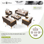 Sophia & William Wicker Patio Furniture Set, Outdoor Rattan Sectional Sofa 9 - Image 7