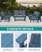 SERWALL HDPE Patio Furniture Set, 5 Piece All Weather Wood-Like Sectional - Image 4
