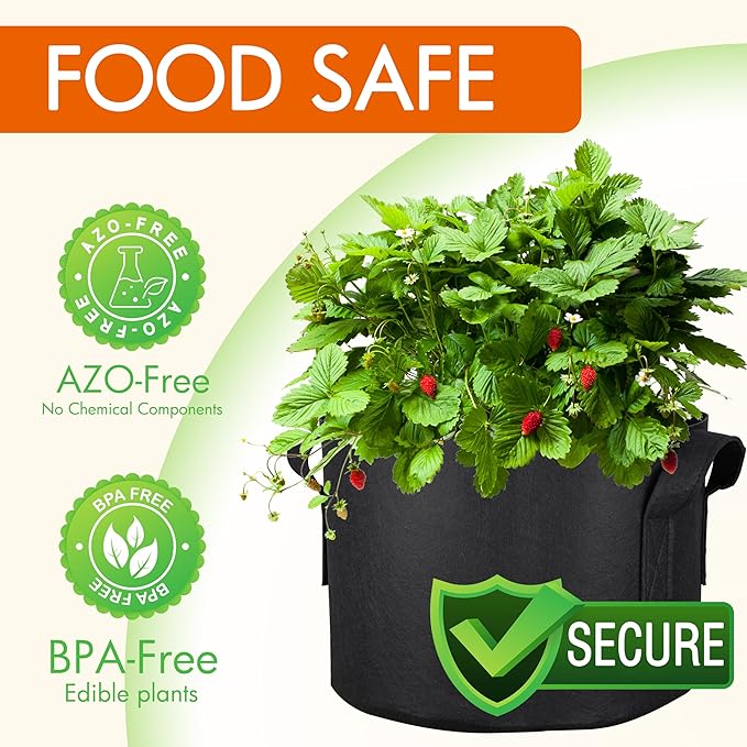 Gardzen 6-Pack 10 Gallon Grow Bags, Aeration Fabric Pots - Image 2
