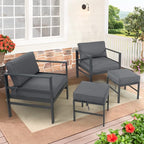 2 Pieces Outdoor Ottomans for Patio, No-Assembly Aluminum Outdoor Patio - Image 2