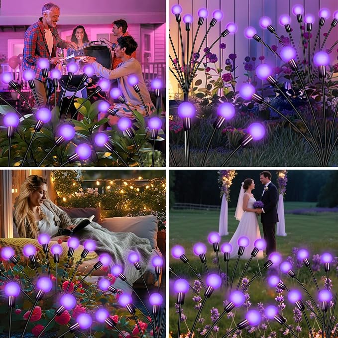 Solar Garden Lights 16 LEDs, 2 Pack 8 Heads, Outdoor Waterproof, Swaying - Image 5