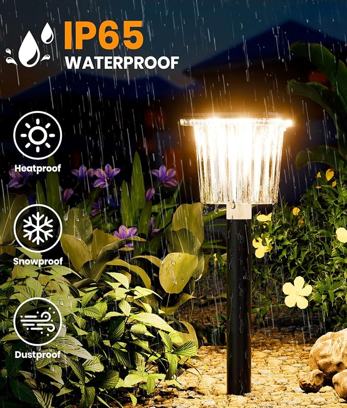 Super Bright Solar Powered Outdoor Lights 4 Pack, Adjustable Warm&Cool White - Image 4