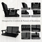 Wooden Porch Swing 2-Seater, High Backrest and Deep Seat, Bench Swing - Image 5