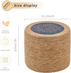 Handwoven Ottoman Pouf, Natural Seagrass Footstool, Round Braided Outdoor Seat - Image 3