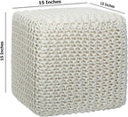 COTTON CRAFT Braided Cube Pouf - Image 3