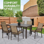 7 Piece Patio Dining Set for 6, 6 Stackable Textilene Chairs and 1 Dining Table - Image 3