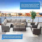 Belord Outdoor Sectional Sofa 6 Seater L Shaped Couch Wicker Patio Conversation - Image 6