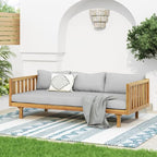 Merax Solid Acacia Wood Couch Chaise Lounge Chair Indoor, 3 Seater Daybed Sofa - Image 8
