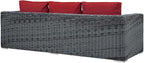 Modway Summon Wicker Rattan Outdoor Patio Sunbrella Sofa in Canvas Red - Image 4