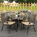 5-Piece Cast Aluminum Outdoor Patio Dining Set, All Weather Cast Aluminum - Image 7