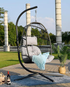 FREDEES Egg Swing Chair with Stand, Outdoor Hanging Egg Chair with Cushion - Image 9