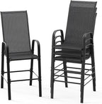 VINGLI 4 Pack Stackable Outdoor Bar Chairs – High Back Sling Chairs by VINGLI
