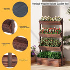 Vertical Wooden Raised Garden Bed Planters Wood Planter Kit Plant Stand Flower - Image 2