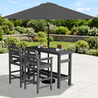 SERWALL Outdoor Bar Set with 9ft Umbrella, All-Weather HDPE Patio Bar Chairs - Image 2