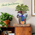 Abstract Face Planter Pots for Plants, Hand-Painted Colorful Flower Pots - Image 6