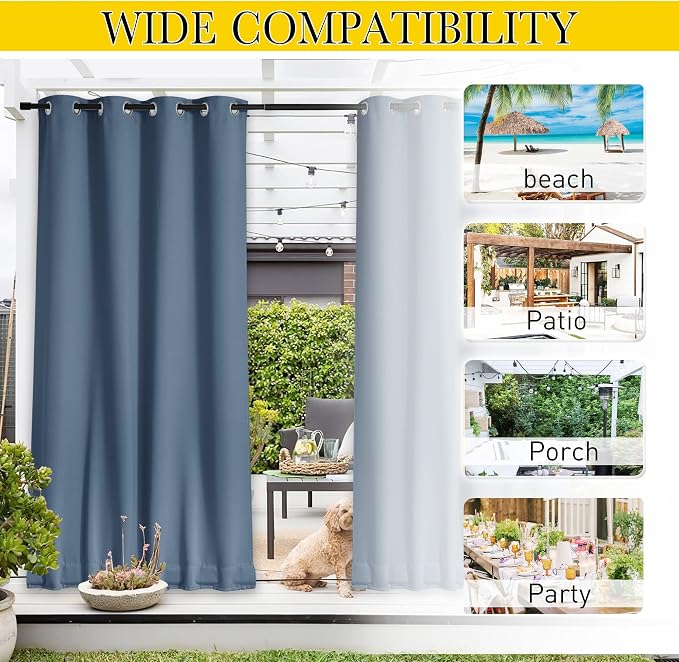 NICETOWN 2 Panels Gazebo Curtains Outdoor Waterproof & Windproof, Top & Bottom - Image 5