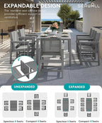 SERWALL 9-Piece Outdoor Dining Set, All Weather HDPE Patio Furniture Set - Image 4