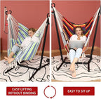 ZEYU Hammock Chair with Stand Double Hammock Chair Bohemian Style with Tassel - Image 2