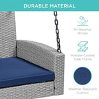 Best Choice Products Woven Wicker Outdoor Porch Swing, Hanging Patio Bench - Image 2