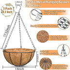 ZeeDix 3 Pack 14 Inch Hanging Baskets - Image 2