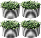 4 Pack Round Galvanized Raised Garden Bed Outdoor, Metal Garden Bed by Mostmahes