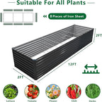 12x2x2FT Galvanized Raised Garden Bed Kit, Vegetable Plant Boxes-Rectangle - Image 2