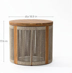 LuxenHome Outdoor Coffee Table, Garden Accent Round End Tables - Image 2