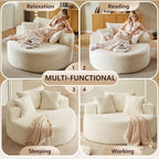 Oversized Round Chair Lounge Chaise Indoor, Upholstered Corduroy Deep Seat - Image 6
