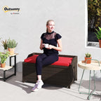 Outsunny 34 Gallon Outdoor Wicker Storage Bench Deck Box, PE Rattan Patio - Image 2