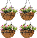 10 inch Metal Hanging Baskets For Plants Outdoor 4 Pack Round Metal Wire by JFFLYIT