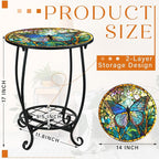 Outdoor Side Table Round Small Mosaic Patio Accent Indoor End Plant Coffee Tea - Image 3