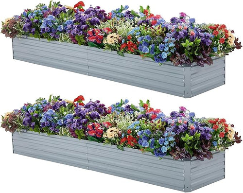 2 Pack 6x1.5x1FT Galvanized Raised Garden Bed Kit, Outdoor Metal Planter Box by Meberam