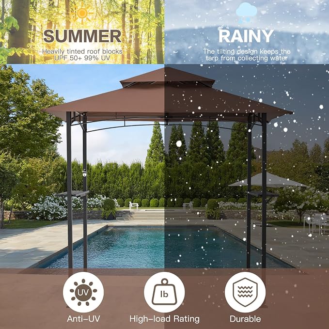 AECOJOY 8' x 5' Outdoor Grill Gazebo Canopy, BBQ Canopy - Image 3
