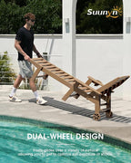 Lounge Chair Outdoor Set of 2, HDPE Chaise Lounge Outdoor, Pool Lounge Chair - Image 3