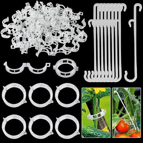 250 Pcs Tomato Clips, Plant Support Clips and J Tomato Hooks, Plastic Trellis by Unves