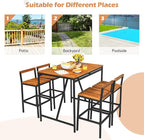 Tangkula 5-Piece Outdoor Acacia Wood Bar Table Set, Bar Height Outdoor and - Image 8
