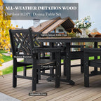 HDPE Dining Table Set for 4, 5-Piece Outdoor Table and Chairs Include 4 Dining - Image 3