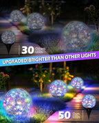 Coroor Garden Solar Ball Lights Outdoor Waterproof, 50 LED Cracked Glass Globe - Image 2