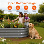Raised Garden Bed Outdoor 2 Sets Oval Large Coating Metal Planter Box - Image 7