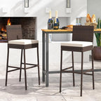 HAPPYGRILL Wicker Patio Barstools Set of 2, Outdoor Rattan Bar Chairs - Image 2