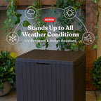 Keter City 30 Gallon Resin Outdoor Storage Box and Patio Furniture Side Table - Image 5