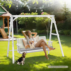 VINGLI Wooden Porch Swing, Heavy Duty 880 LBS Hanging Patio Bench - Image 5