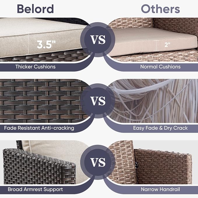 Belord Outdoor Couch Patio Furniture: Wicker Patio Sofa - Image 5