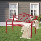 50" Outdoor Garden Bench, Cast Iron Metal Outdoor Benches Weatherproof - Image 6