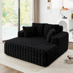 56" W Oversized Chaise Lounge Chair Indoor, Plush Faux Fur Sleeper Couch Sofa by JEEOHEY