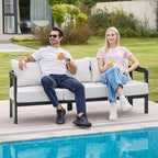Outdoor Couch Aluminum Patio Furniture, 3-Seat All-Weather Metal Modern Patio - Image 7